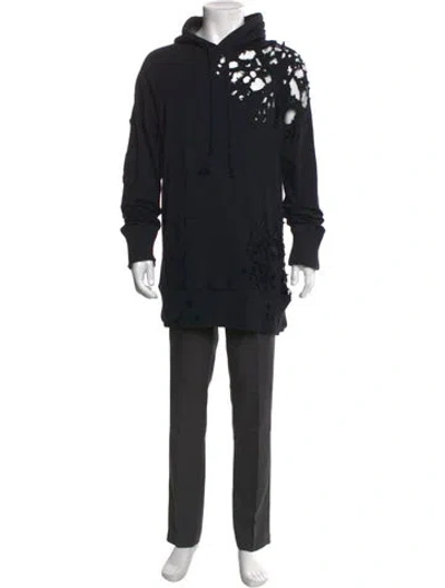 Pre-owned Greg Lauren Crew Neck Long Sleeve Hoodie In Black