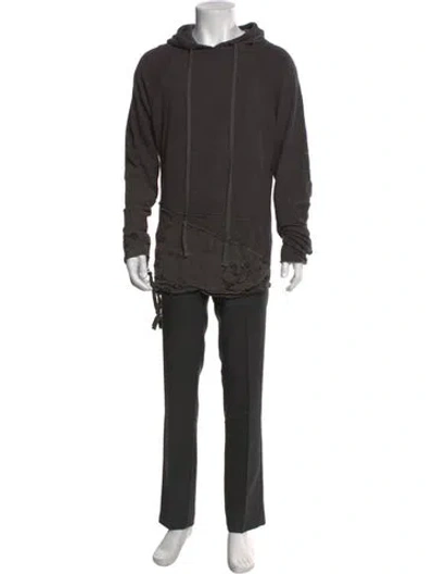 Pre-owned Greg Lauren Crew Neck Long Sleeve Hoodie In Gray