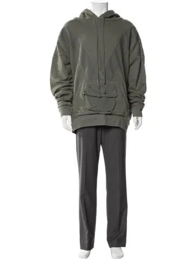 Pre-owned Greg Lauren Crew Neck Long Sleeve Hoodie In Green