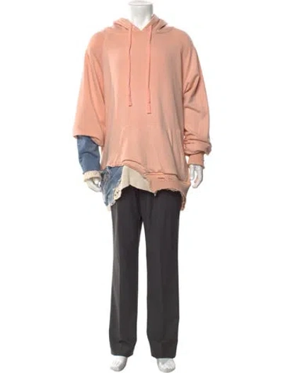 Pre-owned Greg Lauren Crew Neck Long Sleeve Hoodie In Pink