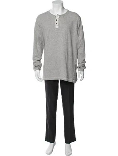 Pre-owned Greg Lauren Crew Neck Long Sleeve Polo Shirt In Gray