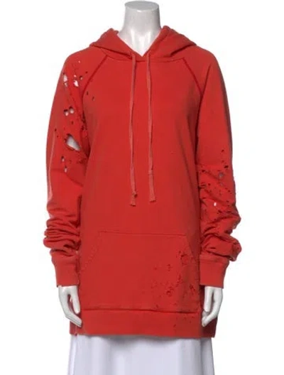 Pre-owned Greg Lauren Crew Neck Long Sleeve Sweatshirt In Orange