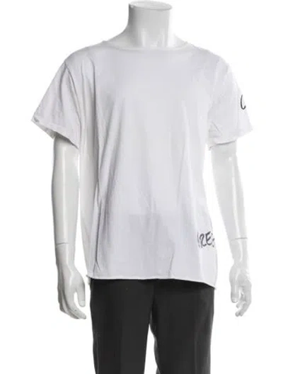 Pre-owned Greg Lauren Crew Neck Short Sleeve T-shirt In White
