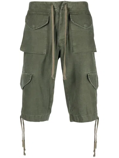 Greg Lauren Khaki Army Jacket Shorts In Green