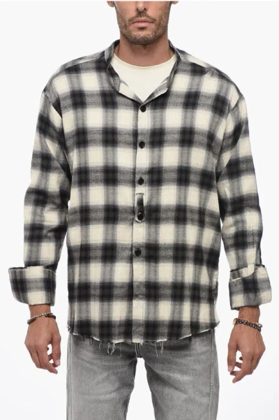 GREG LAUREN FLANNEL OVERSIZED SHIRT WITH RAW CUT