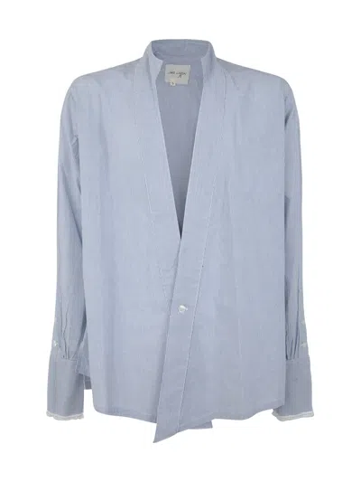 GREG LAUREN BLUE STRIPED WINGED GL1 SHIRT,FM102 BLUE