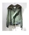 Greg Lauren Furry Collar Wear Design Casual Jacket In Green