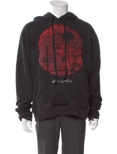 Pre-owned Greg Lauren Graphic Print Crew Neck Hoodie In Black