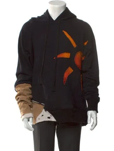 Pre-owned Greg Lauren Graphic Print Crew Neck Hoodie In Black
