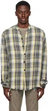 Greg Lauren Gray Check Shirt In Charcoal Plaid