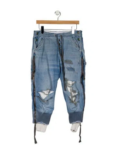Pre-owned Greg Lauren High-rise Wide Leg Jeans In Blue