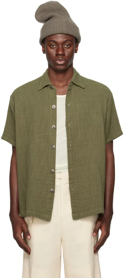 Greg Lauren Khaki Boxy Shirt In Army