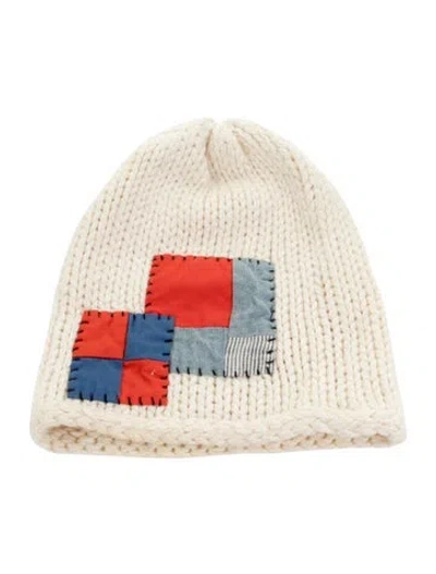 Pre-owned Greg Lauren Knitted Beanie In White