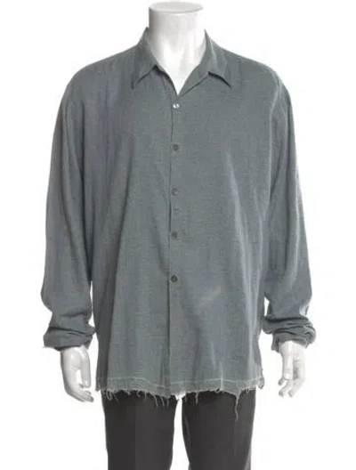 Pre-owned Greg Lauren Linen Long Sleeve Shirt In Gray