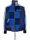 Greg Lauren Logo-embroidered Patchwork Jacket In Blue