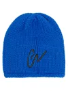 Greg Lauren Logo-embroidered Wool Beanie In Blue