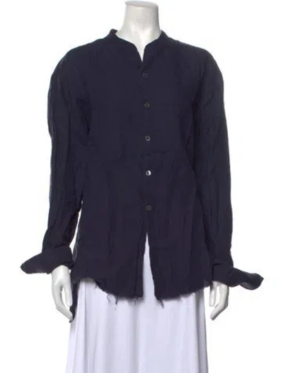 Pre-owned Greg Lauren Long Sleeve Button-up Top In Blue