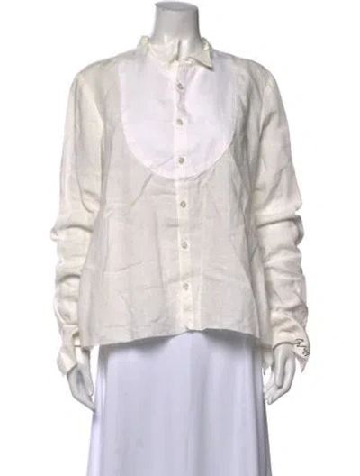 Pre-owned Greg Lauren Long Sleeve Button-up Top In White