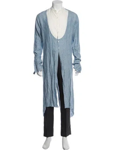 Pre-owned Greg Lauren Long Sleeve Denim Shirt In Blue