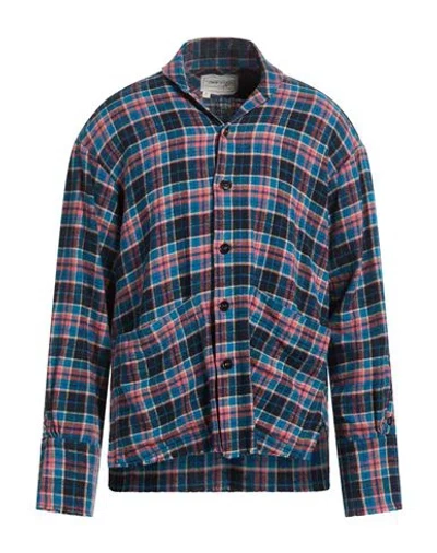 Greg Lauren Man Shirt Blue Size 3 Cotton