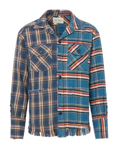 Greg Lauren Man Shirt Slate Blue Size 2 Cotton
