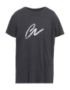 Greg Lauren Solid Color Crew-neck T-shirt With Contrasting Print In Grey