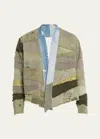 GREG LAUREN MEN'S MIXED COTTON PATCHWORK TENT CROPPED JACKET