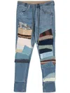 Greg Lauren Mid-rise Tapered Jeans In Blue
