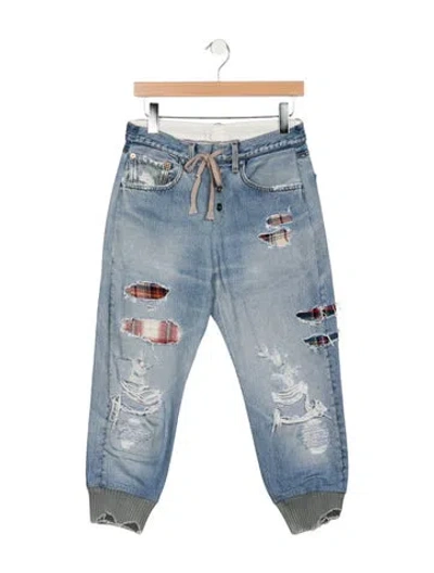 Pre-owned Greg Lauren Mid-rise Straight Leg Jeans In Blue