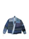 Greg Lauren Mixed Blues Gl1 Cropped Jacket In Blue