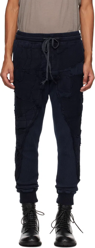 Greg Lauren Navy Stitchwork 50/50 Sweatpants