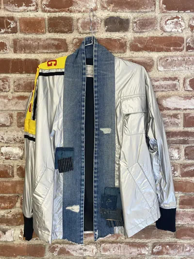 Pre-owned Greg Lauren Nwt $1.25k T Racing Kimono Jacket Indigo Boro In Multi