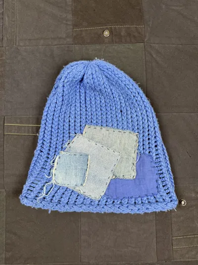 Pre-owned Greg Lauren Og Patchwork Beanie In Blue