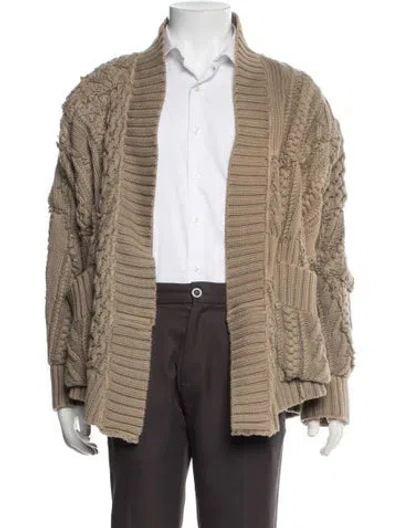 Pre-owned Greg Lauren Open Front Long Sleeve Cardigan In Neutrals