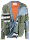 Greg Lauren Open-front Patchwork Jacket In Blue