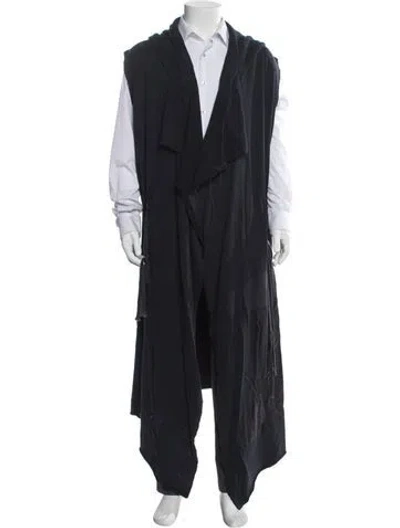 Pre-owned Greg Lauren Open Front Short Sleeve Hoodie In Blue