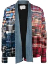 Greg Lauren Panelled Cotton Jacket In Blue