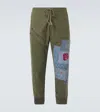 Greg Lauren Patchwork Cotton Sweatpants In Green