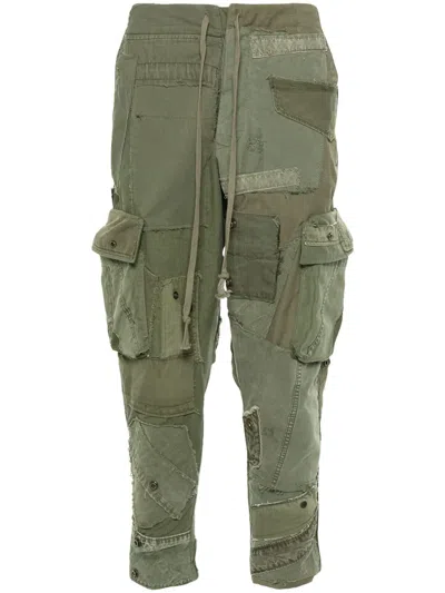 Greg Lauren Patchwork-design Cotton Trousers In Green