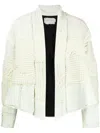 Greg Lauren Patchwork-knit Wool Jacket In Green