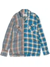 Greg Lauren Blue Boxy Shirt In Blue