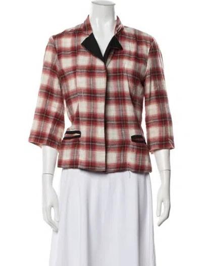 Pre-owned Greg Lauren Plaid Print Blazer In Multicolor