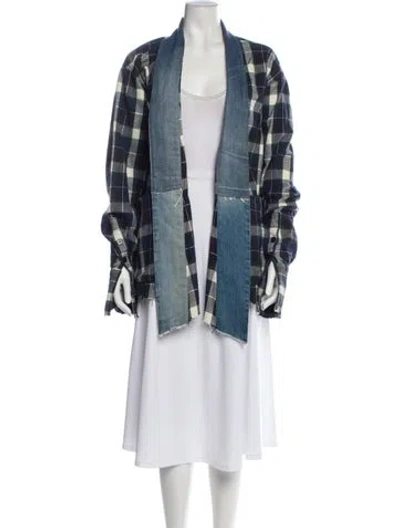 Pre-owned Greg Lauren Plaid Print Jacket In Blue