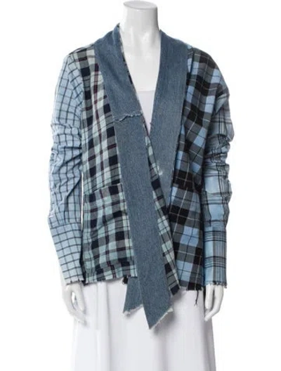 Pre-owned Greg Lauren Plaid Print Jacket In Blue