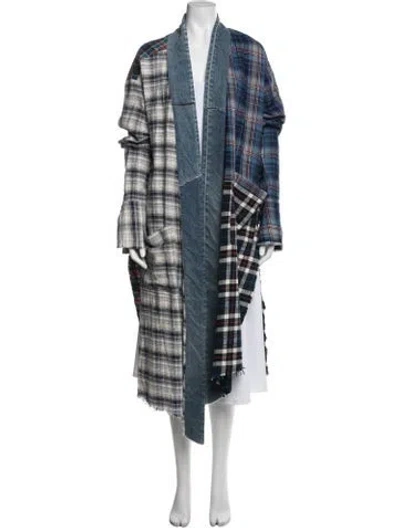 Pre-owned Greg Lauren Plaid Print Jacket In Blue