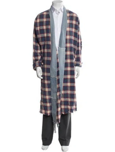 Pre-owned Greg Lauren Plaid Print Jacket In Blue