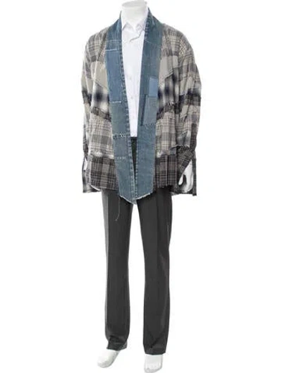 Pre-owned Greg Lauren Plaid Print Jacket In Blue