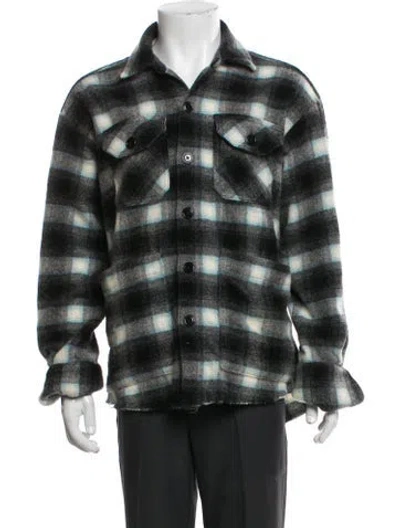 Pre-owned Greg Lauren Plaid Print Jacket In Gray