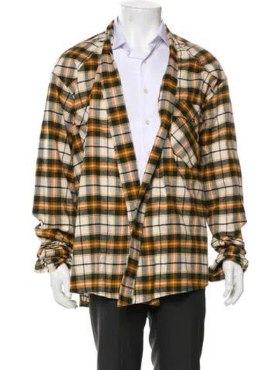 Pre-owned Greg Lauren Plaid Print Jacket In Green