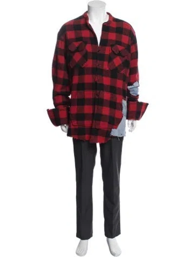 Pre-owned Greg Lauren Plaid Print Jacket In Red